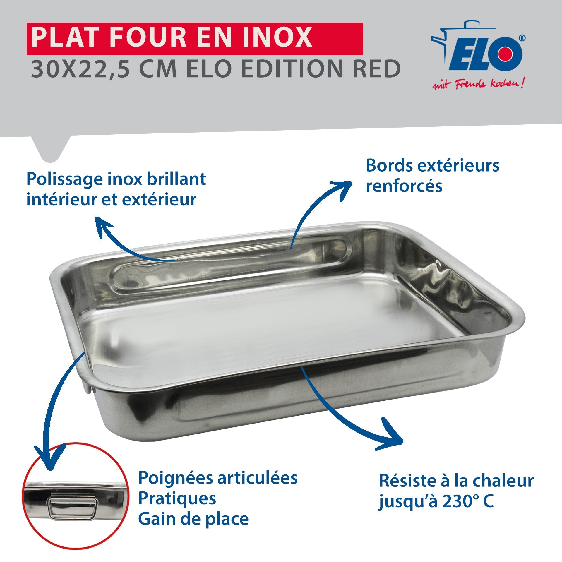 Plat four en inox rectangulaire 32,5 x 24 x 6 cm  Edition Red Elo - Mathon - 3