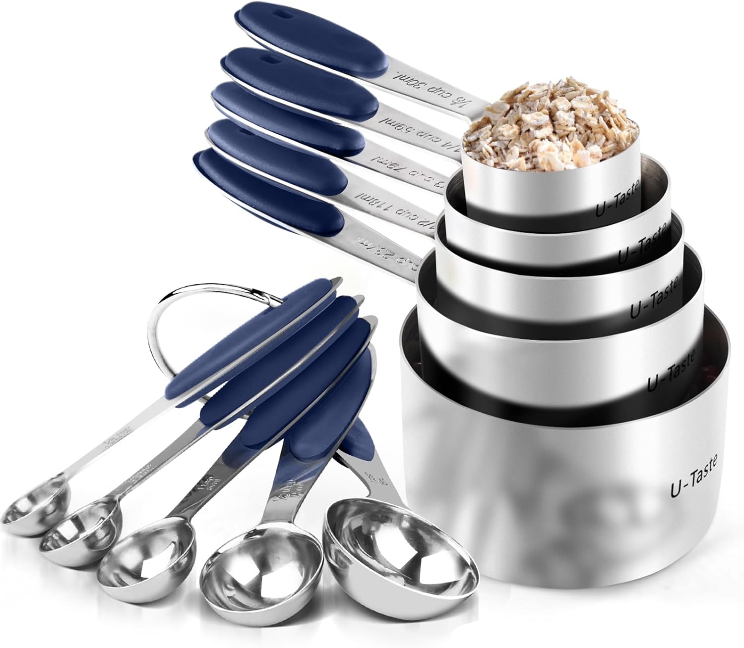 Tasses et cuillères doseuses en acier inoxydable 18/8 bleu nuit Vendos85 - Mathon