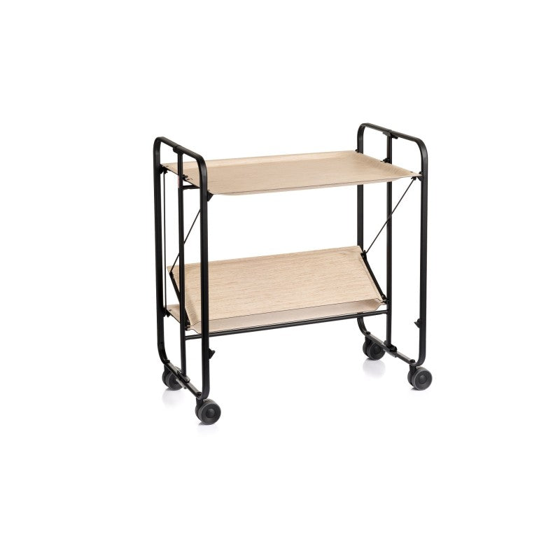 Desserte pliante 2 niveaux avec roulettes – structure noire, bauhaus Don Hierro - Mathon - 3