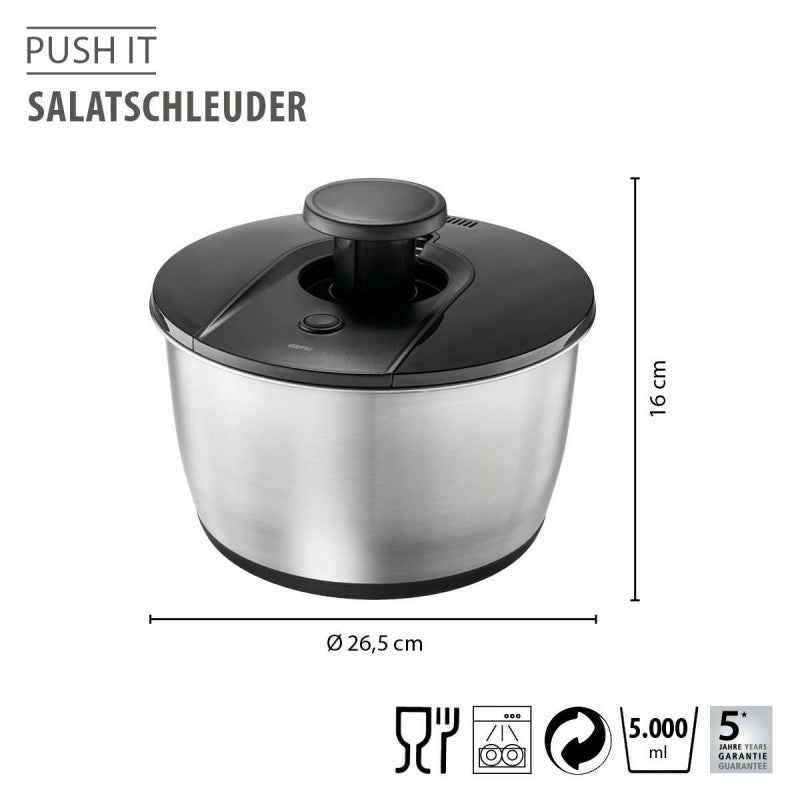 Essoreuse à salade PUSH IT, acier inoxydable, Ø 25 cm Gefu - Mathon - 2
