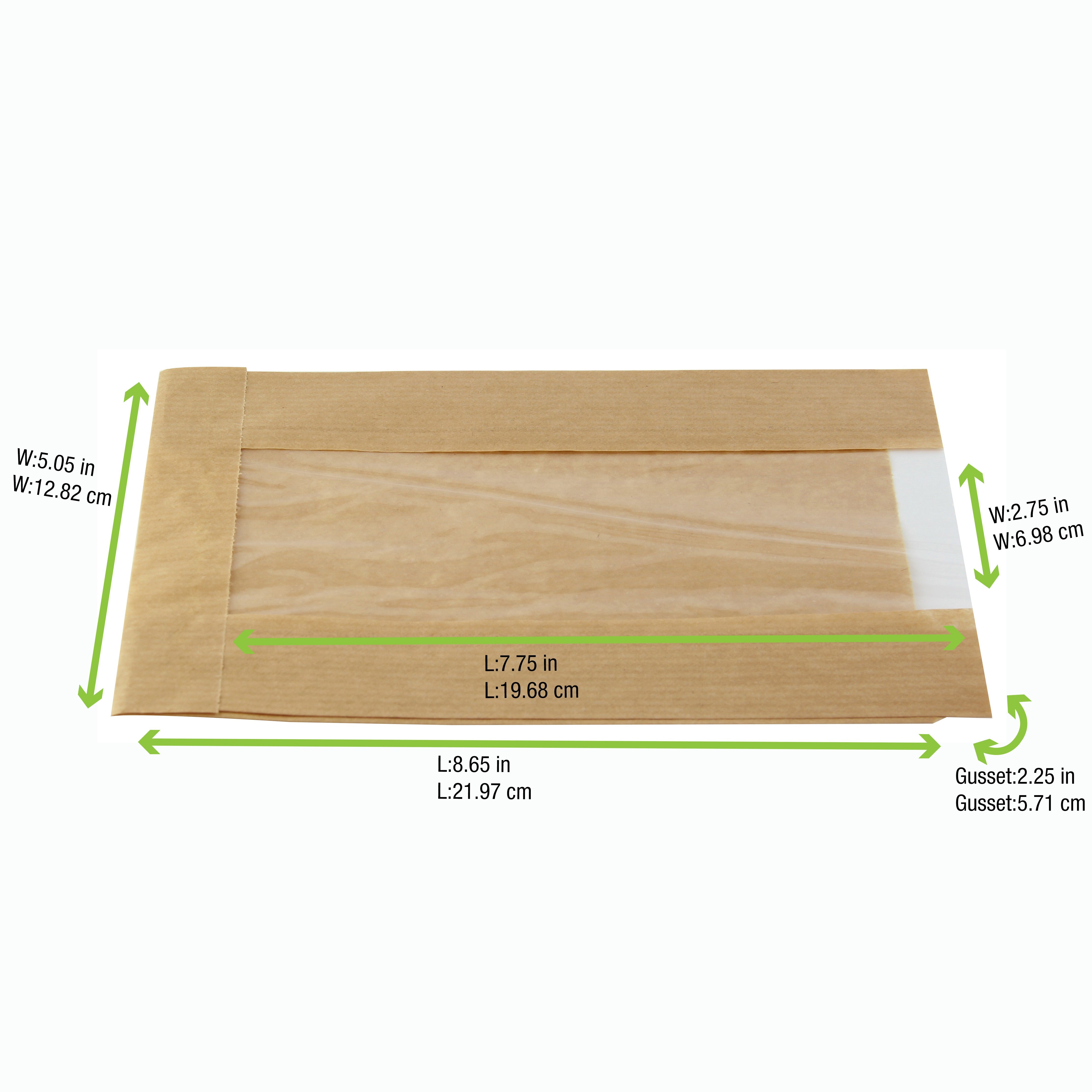 1000Pcs - Sac papier kraft brun à fenêtre 60x180x220mm FirstPack - Mathon - 5