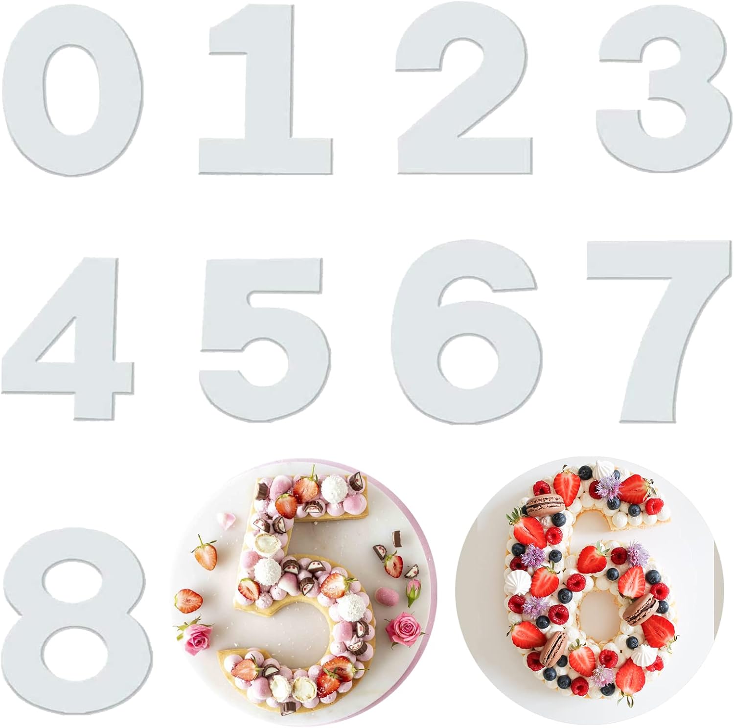 Moules à Gâteau, Gabarits Number Cake, Numériques en Acryliques Moule à Cake, Forme de Chiffre de 0 à 9 pour Anniversaire Vendos85 - Mathon