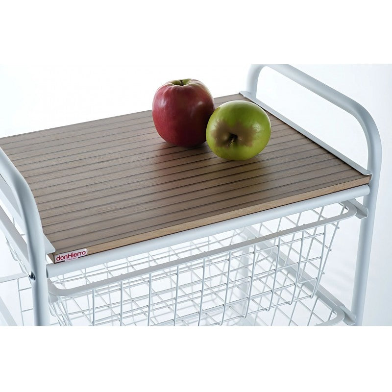 Desserte de cuisine, 4 paniers, plan de travail couleur bouleau texturé avec effet latté, nora Don Hierro - Mathon - 1