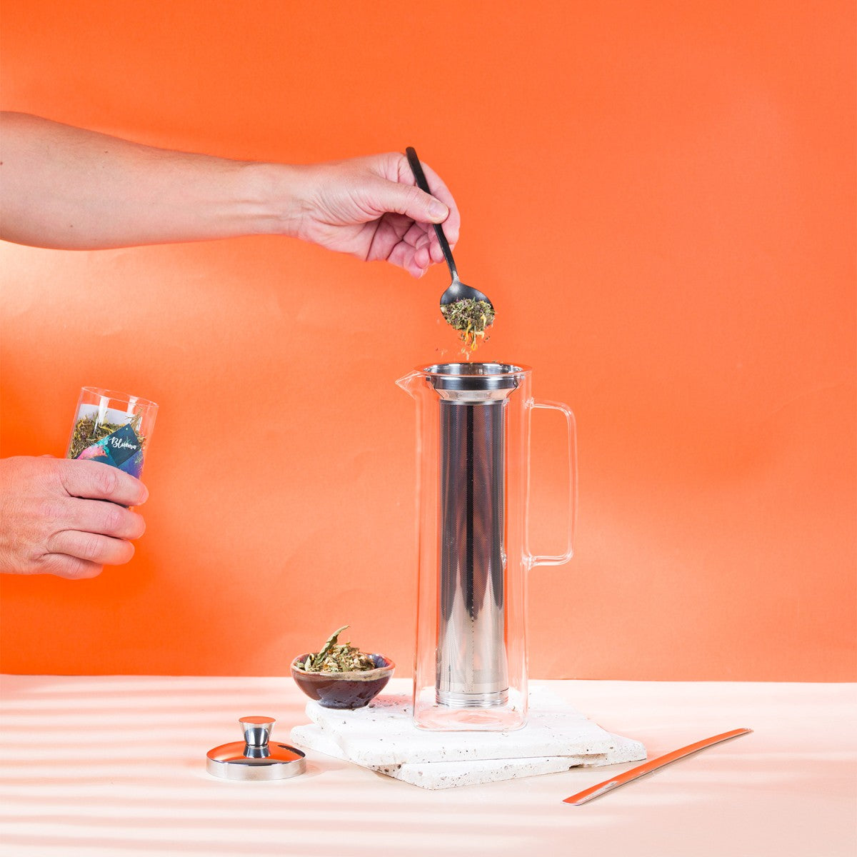 Long Island - théière en verre allongée avec filtre dévissable inox - Verre transparent Cristel - Mathon - 2