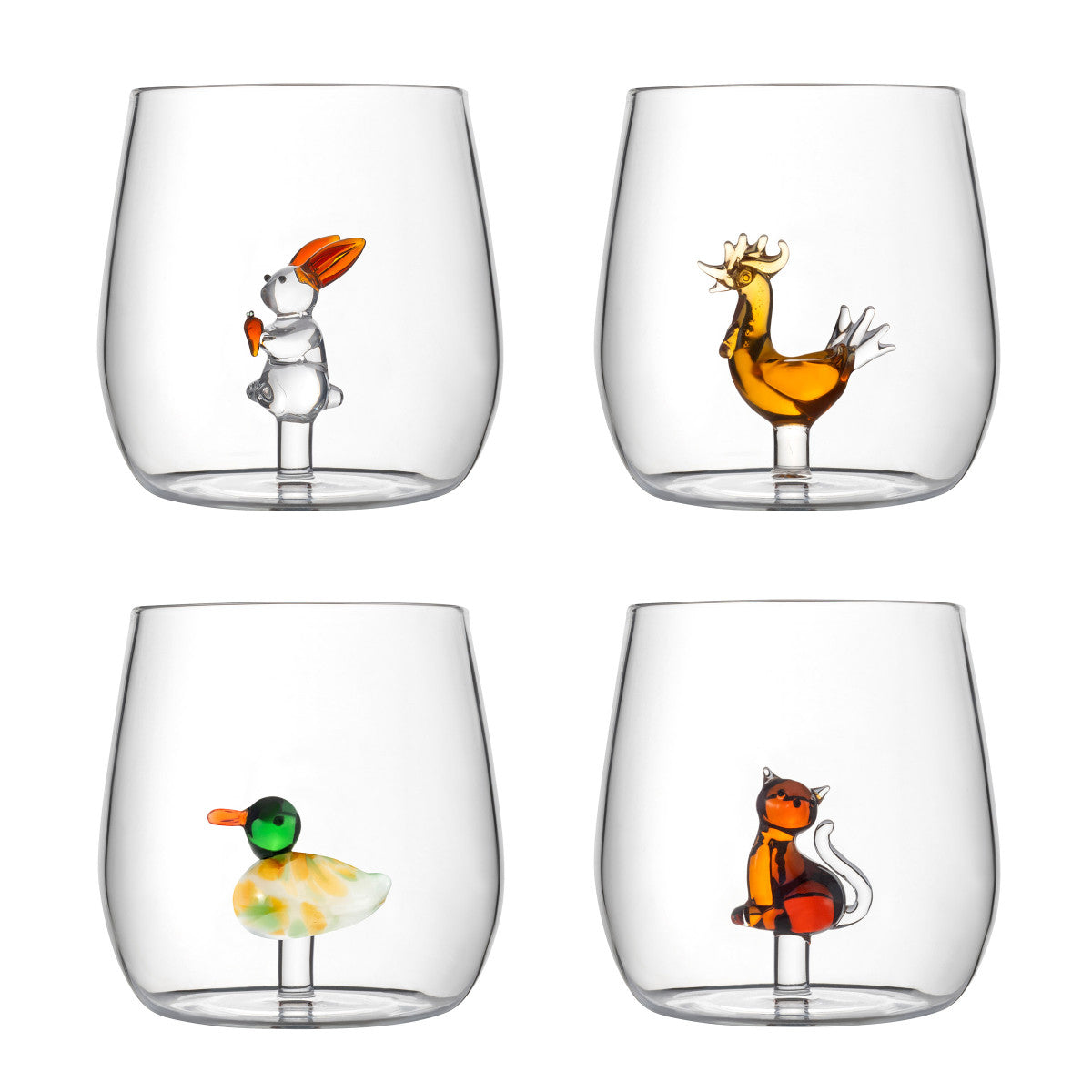 Topies - Set de 4 gobelets assortis : chat, coq, lapin et canard Médard de Noblat - Mathon