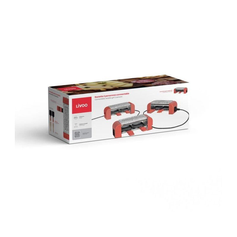 Raclette 2 Personnes Connectable - Livoo - Doc310r - 450w - 2 Personnes - Thermostat Automatique - 2 Spatules En Bois Et 2 Caque Livoo - Mathon - 6