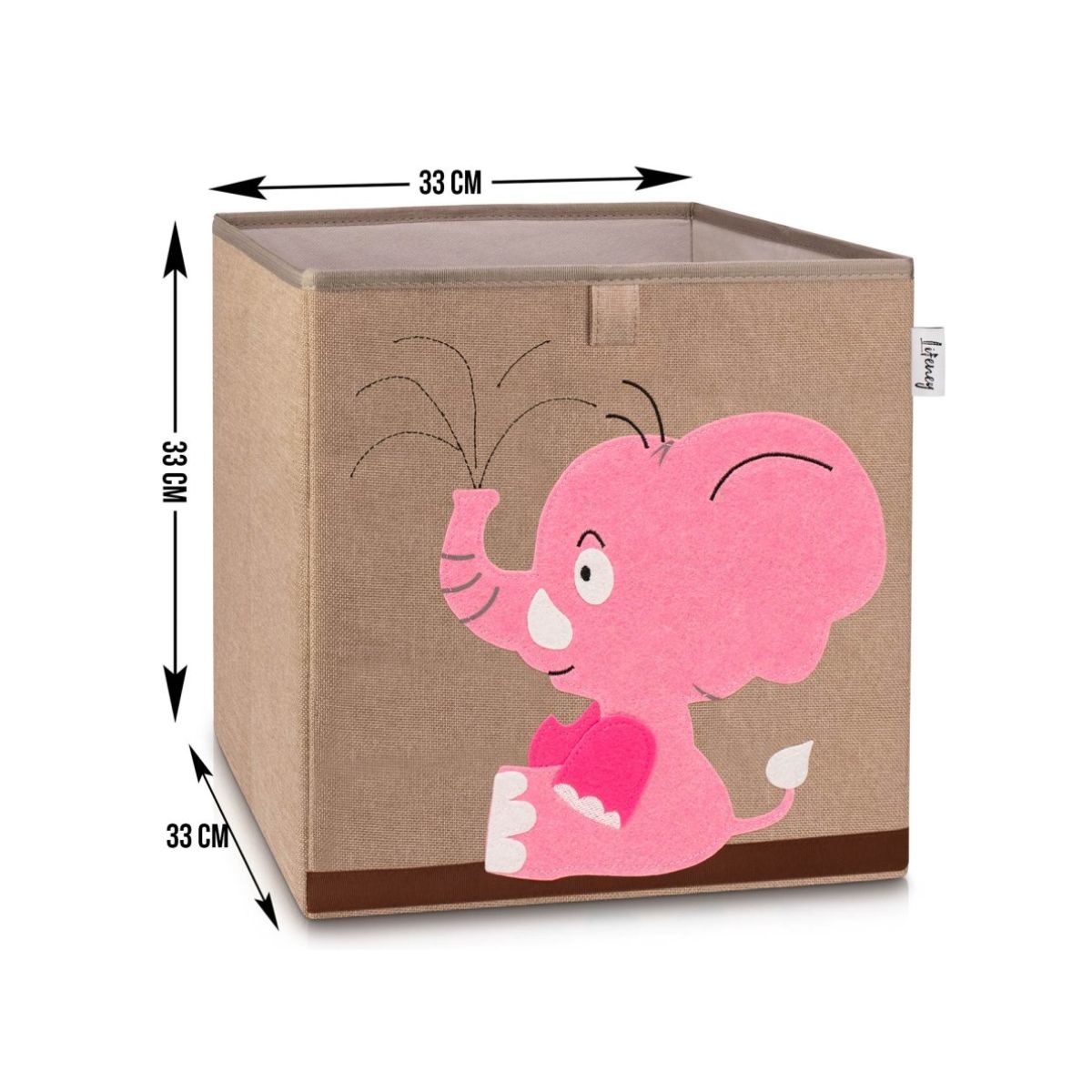 Boîte de rangement en tissu pour enfant "éléphant rose", compatible Ikea Kallax Lifeney Fackelmann - Mathon - 3