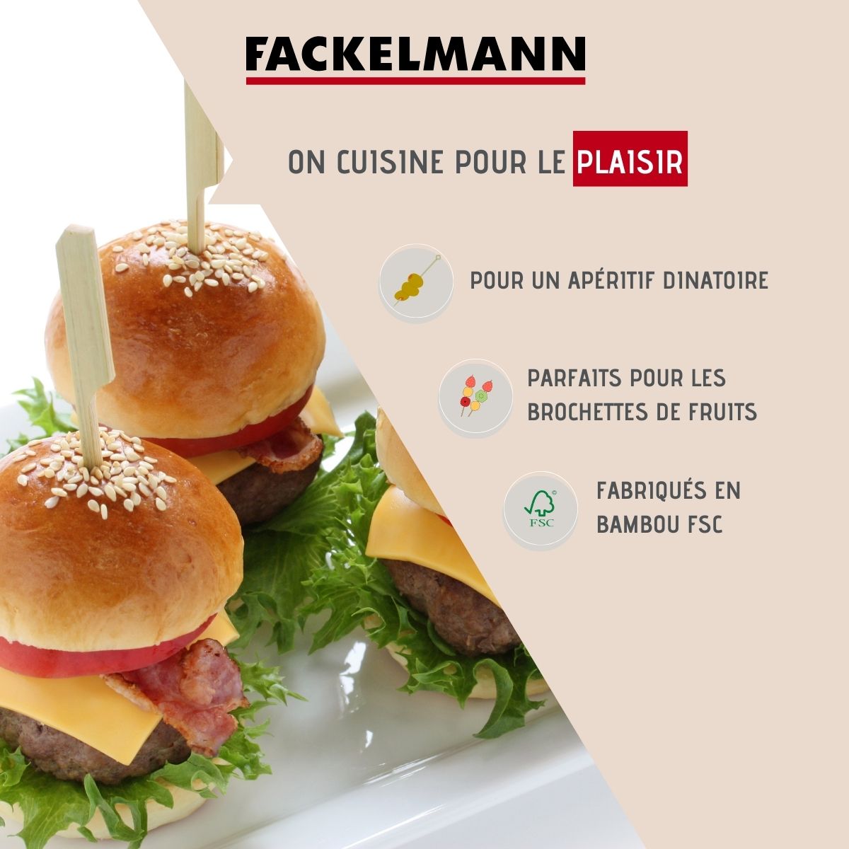 Lot de 100 piques en bois 9 cm  Basic Fackelmann - Mathon - 5