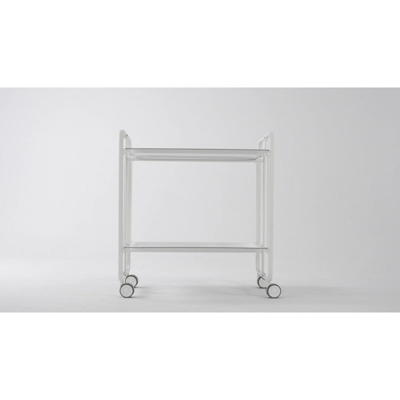 Desserte pliante 2 niveaux avec roulettes – structure blanche, bauhaus Don Hierro - Mathon - 6