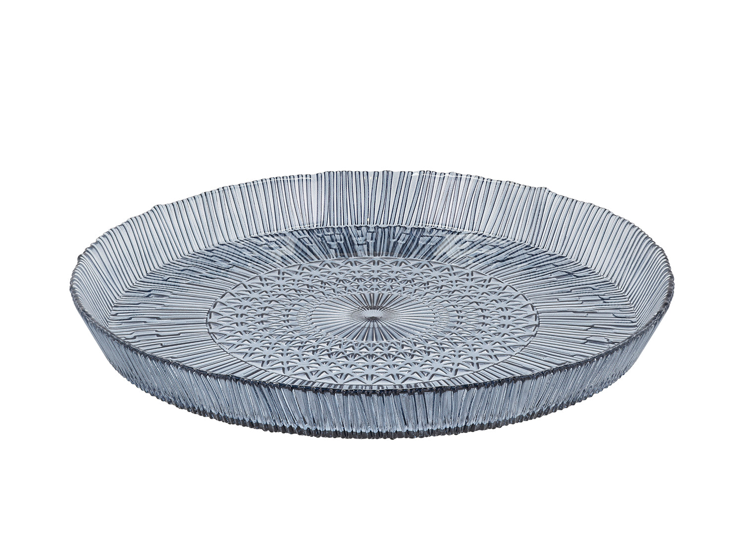 Plat de service rond KUSINTHA en verre Bleu Bitz - Mathon - 1