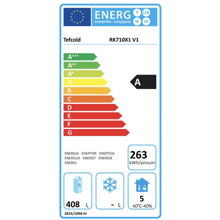 Armoire Réfrigérée Positive 1 Porte en Acier Inoxydable 408 L - Tefcold - Mathon - 3