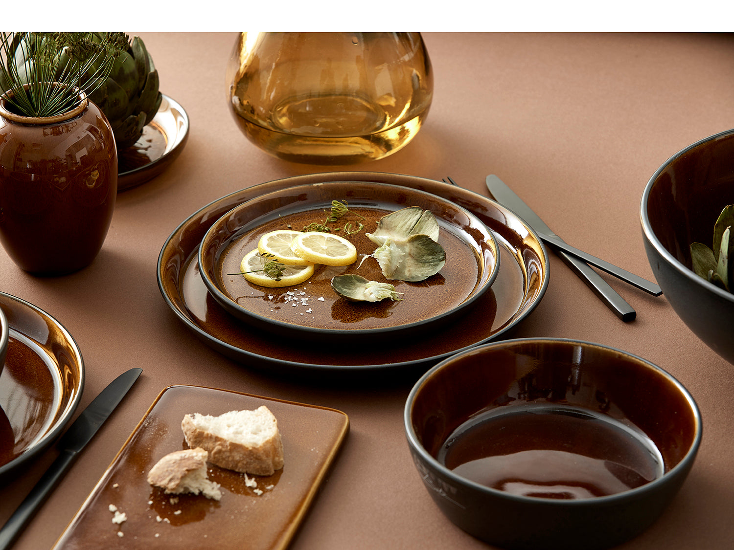 Assiette GASTRO en grès Noir/Ambre Bitz - Mathon - 7