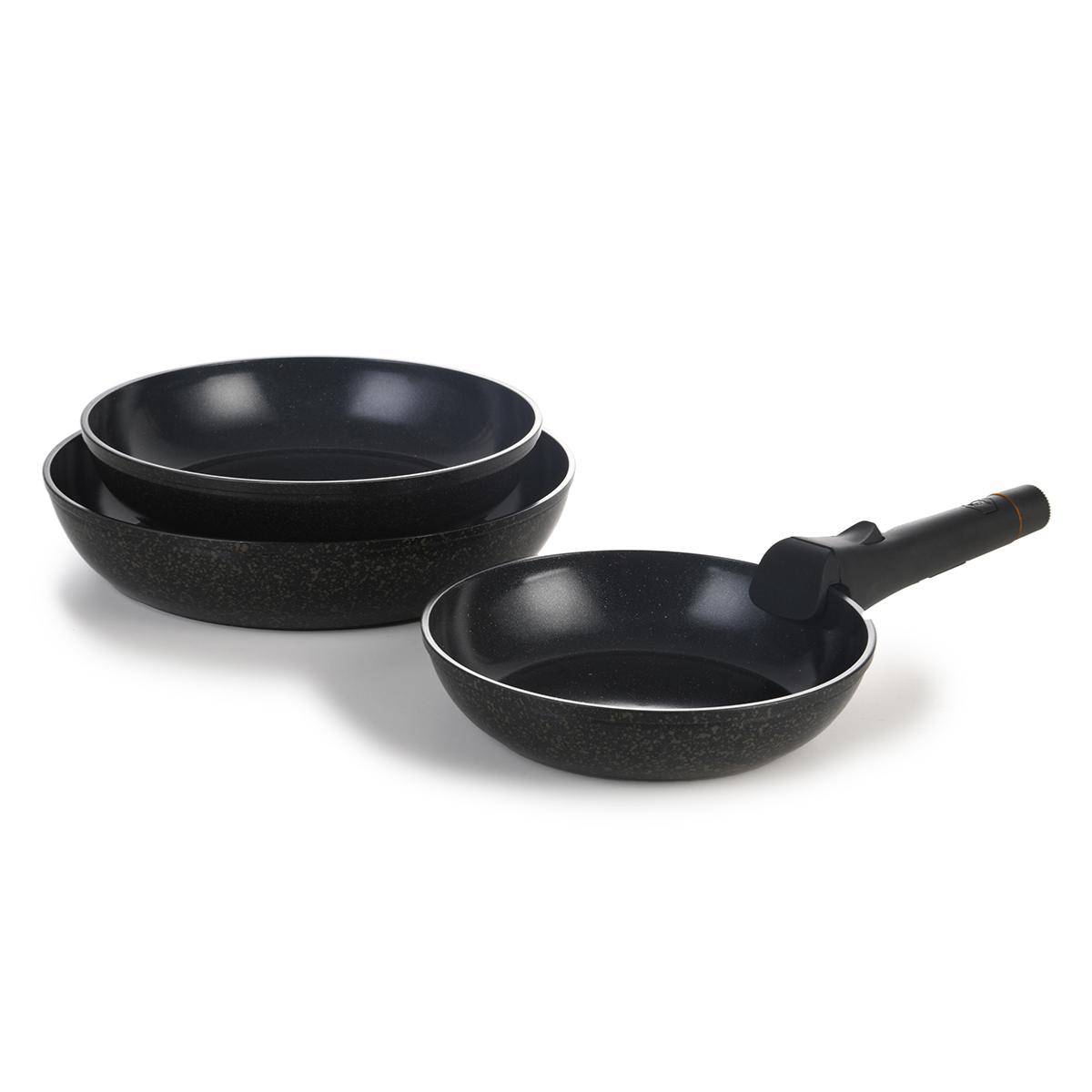 Set de 3 poêles marron amovible 20/24/28cm - "Cappuccino" Laguiole Cuisson - Mathon - 1