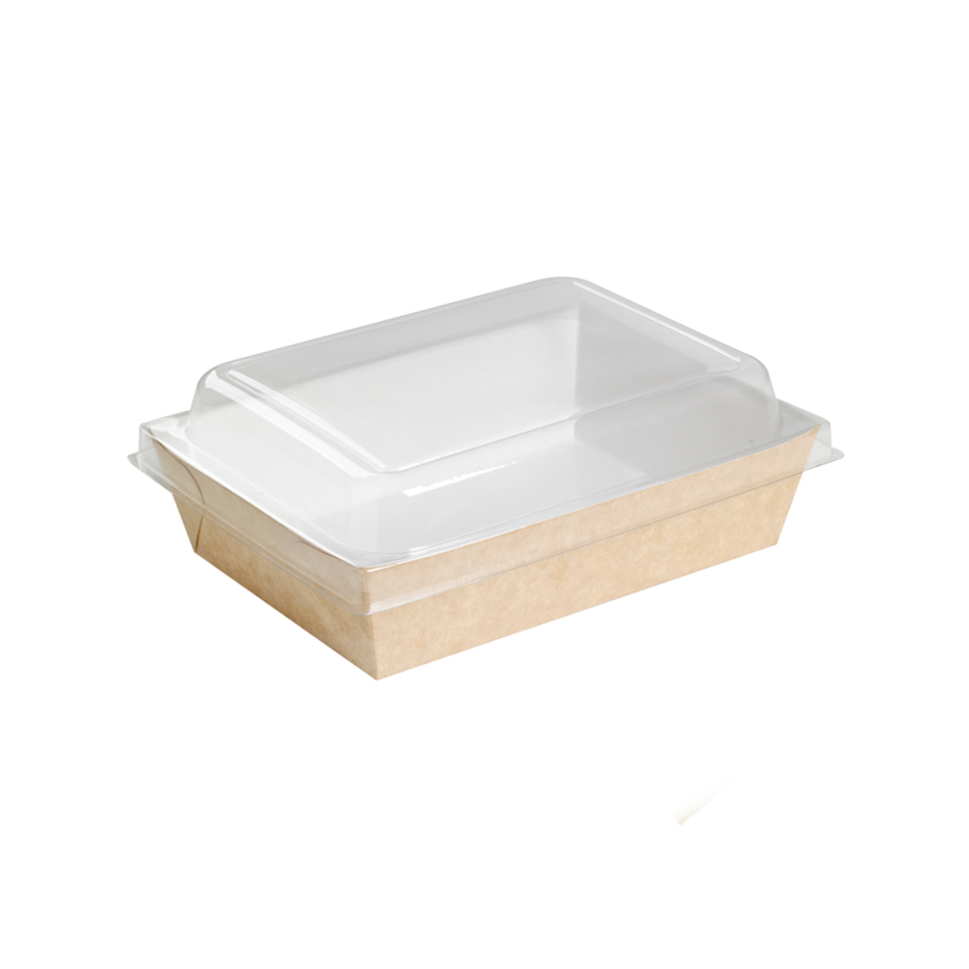 200Pcs - Panier à salade carton kraft brun ingraissable interieur blanc  220x170x40mm 850ml FirstPack - Mathon - 1