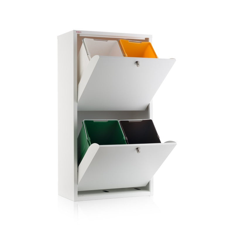 Poubelle cuisine - tri sélectif blanche emi, 4 grands bacs Don Hierro - Mathon - 4