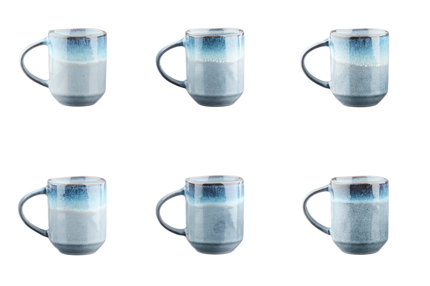 Lot de 6 mugs en grès bleu 40cl Björn - Mathon - 1