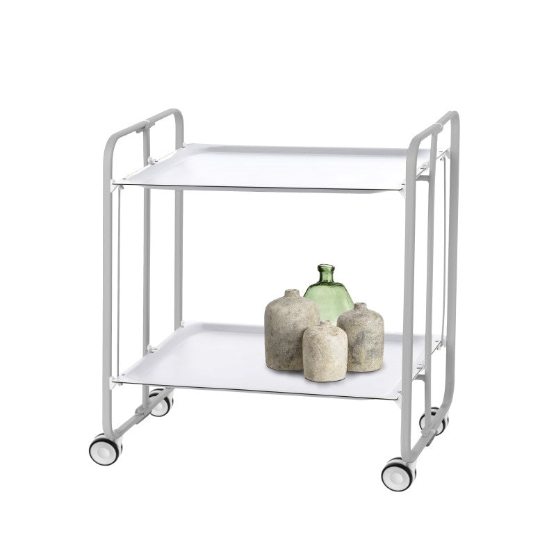 Desserte pliante 2 niveaux avec roulettes – structure gris aluminium, bauhaus Don Hierro - Mathon - 3