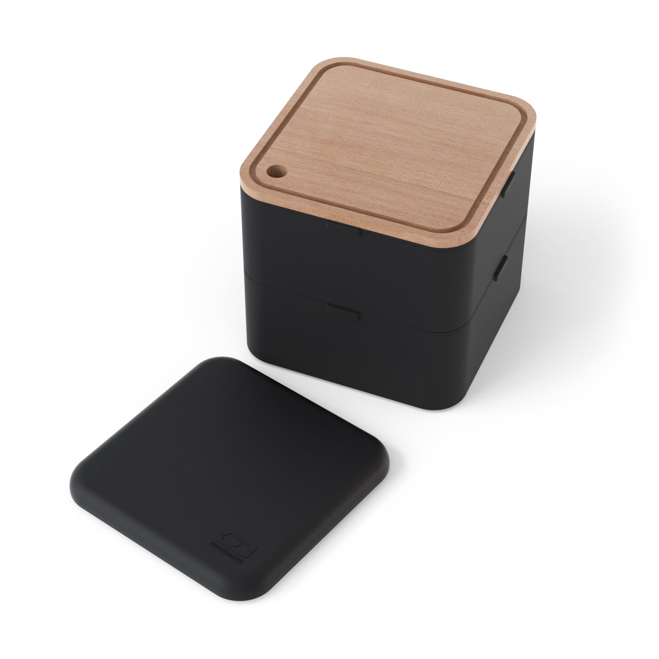 Set lunch box 2 étages 1,7L Noir Onyx  + Planche à découper Monbento - Mathon - 2