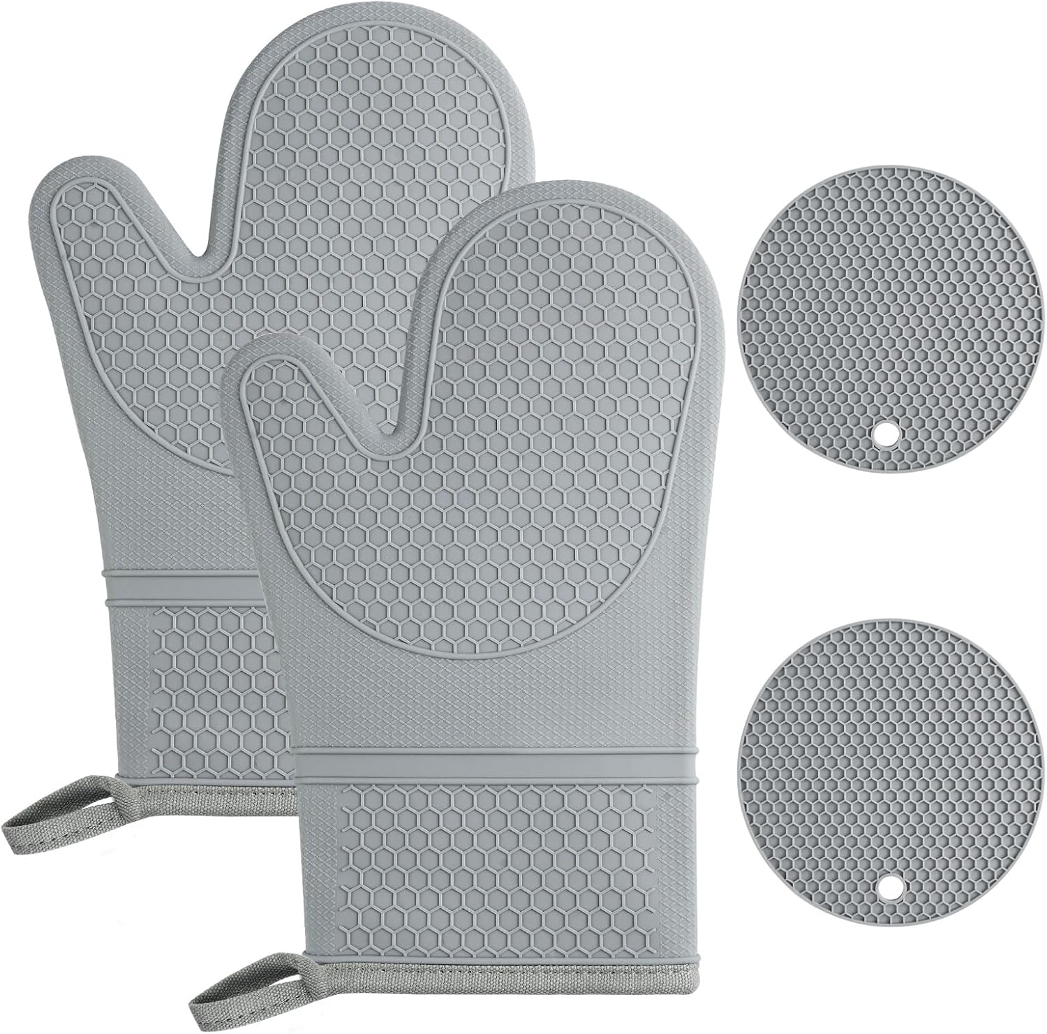 Gants de Cuisine Silicone Anti-Chaleur 29 cm gris Vendos85 - Mathon