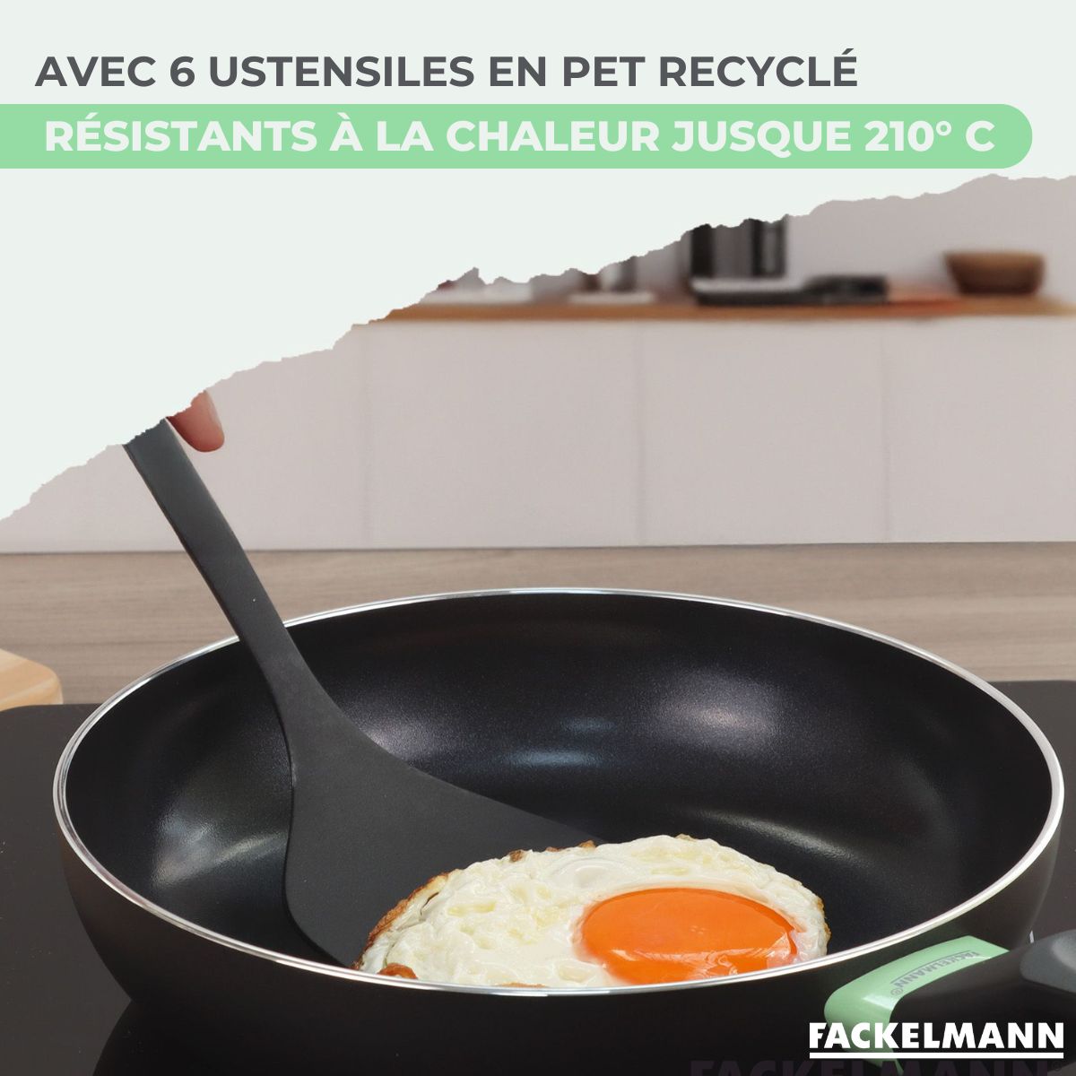 Lot de 2 poêles 16/20 cm et 3 casseroles 16/18/20 cm  Brandao avec 5 ustensiles de cuisine Fackelmann - Mathon - 6