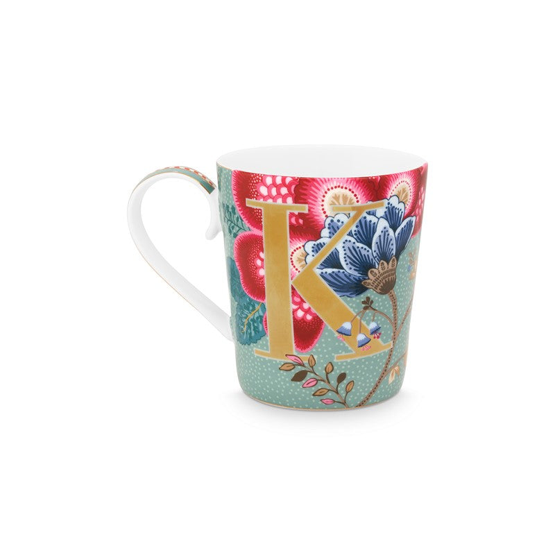 Mug Alphabet Floral Fantasy Bleu ciel - K - 350ml Pip Studio - Mathon