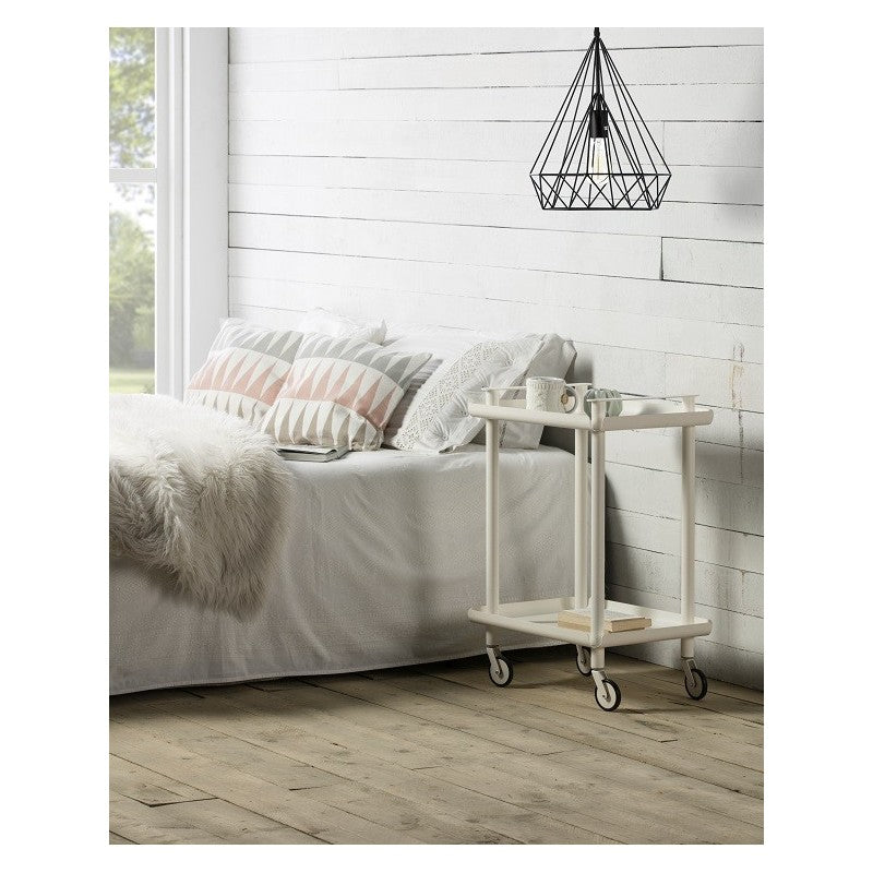 Desserte à roulettes, desserte de service Leky, métallique, 2 niveaux. Blanc Don Hierro - Mathon - 5