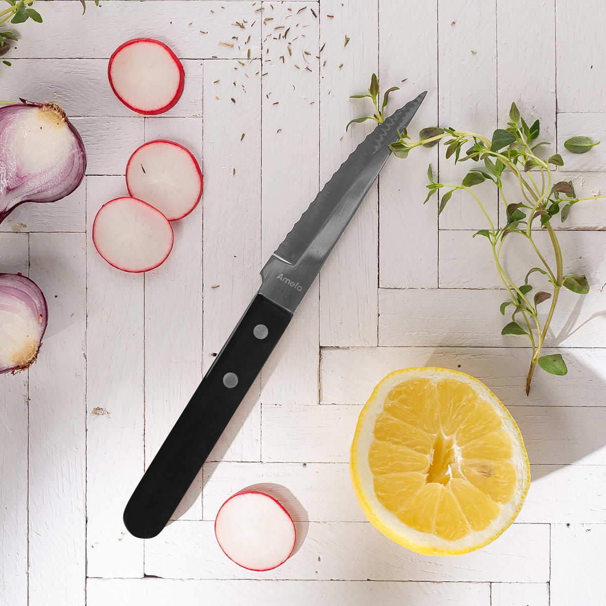 Steak Pizza Noir - Coffret de 6 couteaux steak Amefa - Mathon - 6