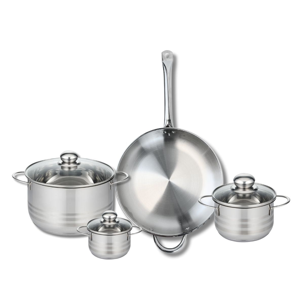 Ensemble de 1 Poêle de cuisson 32 cm et 3 faitouts 12, 16 et 24 cm  Profi Brillant Elo - Mathon - 1