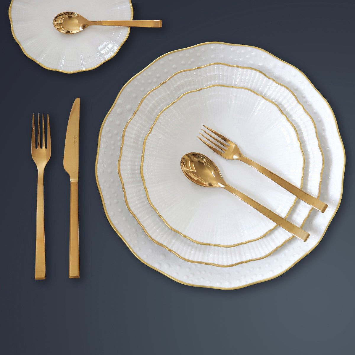 Side Doré - 24 couverts de table avec support de rangement nomade Couzon - Mathon - 5