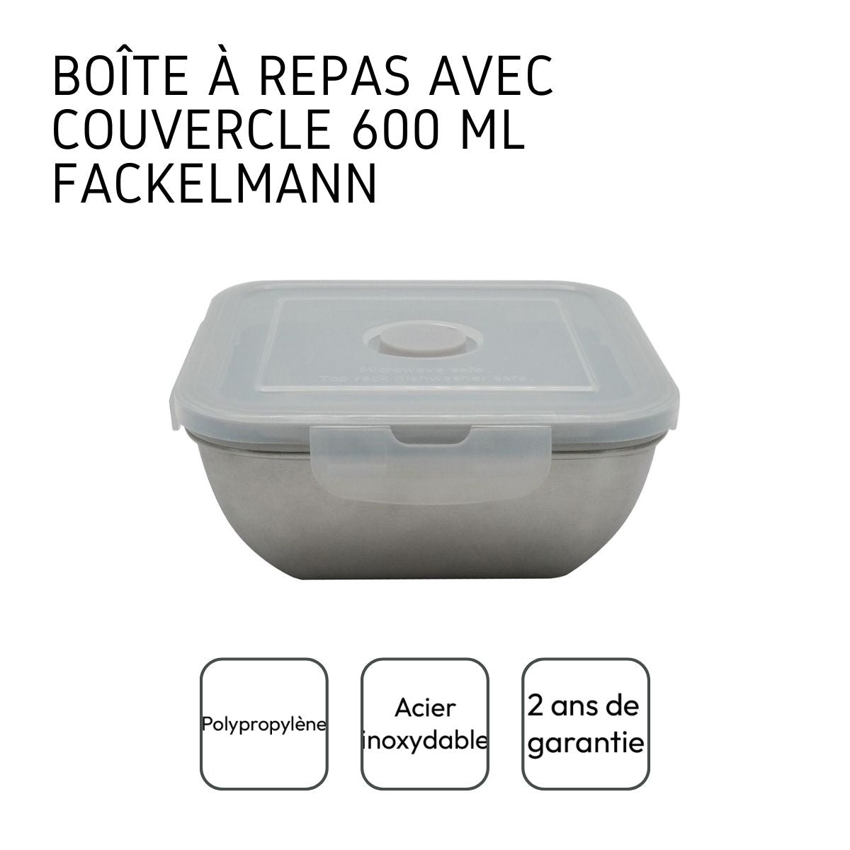 Lunch box en inox avec couvercle à clips 600 ml  Move Fackelmann - Mathon - 4