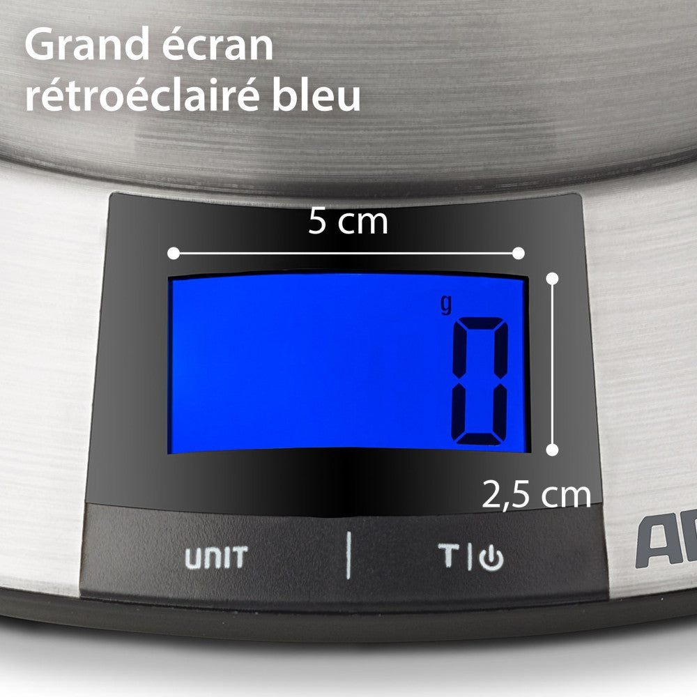 Balance De Cuisine Digitale - Ade - Hanna - Acier Inoxydable/plastique - 23 X 16,5 Cm- Inclus 3 Piles Aaa ADE - Mathon - 3