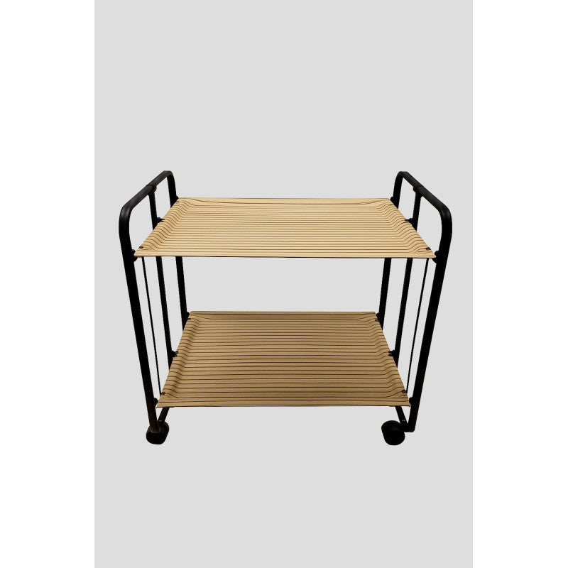 Desserte pliante 2 niveaux avec roulettes – structure noire, bauhaus Don Hierro - Mathon - 3