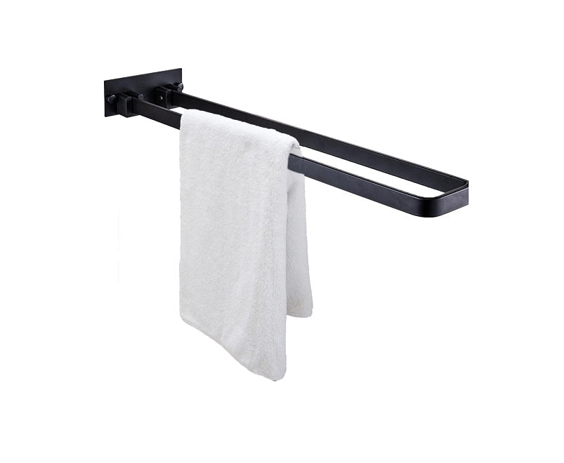 Porte Serviette Salle de Bain mural Pliable à 90° Auto-Adhésif noir Vendos85 - Mathon