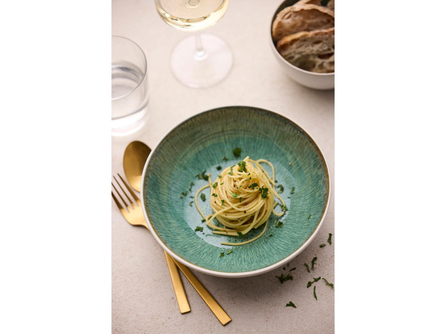 Bol Gastro en Grès Blanc/Vert Bitz - Mathon - 3