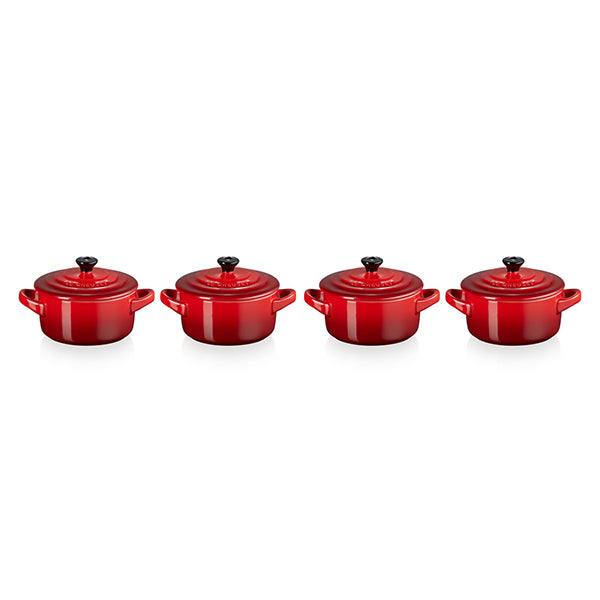 Set 4 mini-cocottes céramique 10 cm Cerise Le Creuset - Mathon - 1
