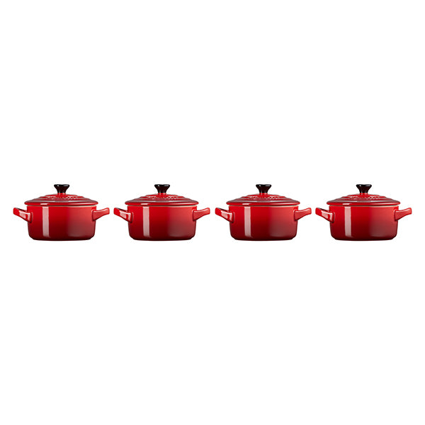 Set 4 mini-cocottes céramique 10 cm Cerise Le Creuset - Mathon - 4