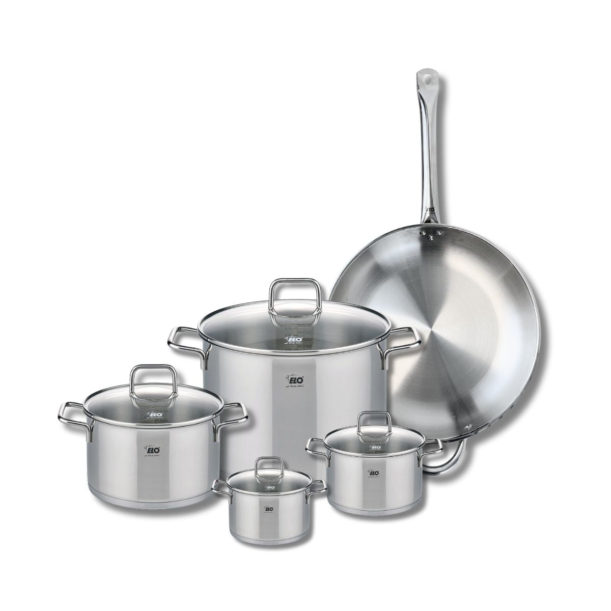 Set de 1 Poêle de cuisson 32 cm et 4 faitouts 12, 14, 20 et 26 cm  Profi Citrin Elo - Mathon - 1