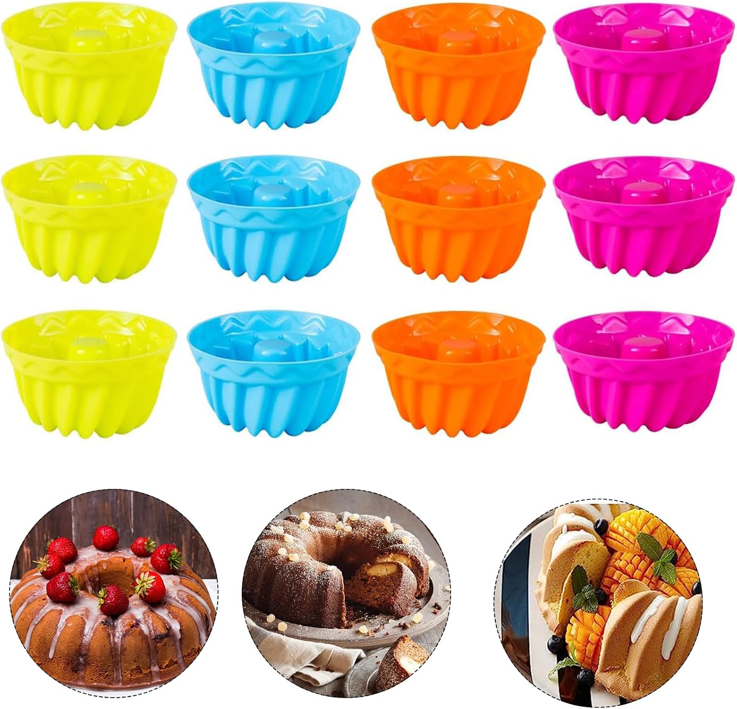Lot de 12 mini moules à kouglhup en silicone, 4 couleurs Vendos85 - Mathon