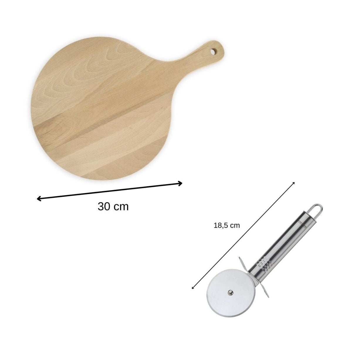Ensemble pour pizza avec une planche à pizza ronde et une roulette à pizza Fackelmann - Mathon - 3
