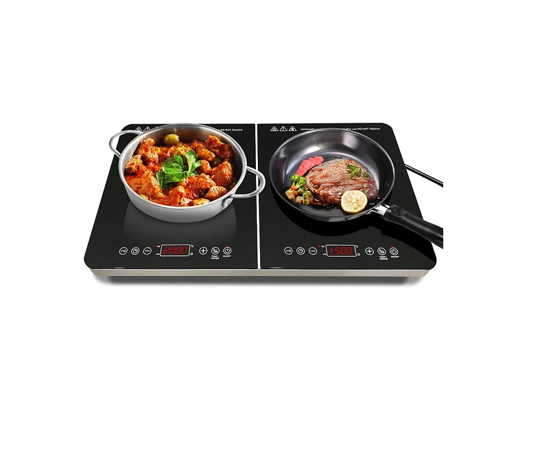 Plaque de cuisson à induction double en verre céramique 3500W noir Vendos85 - Mathon
