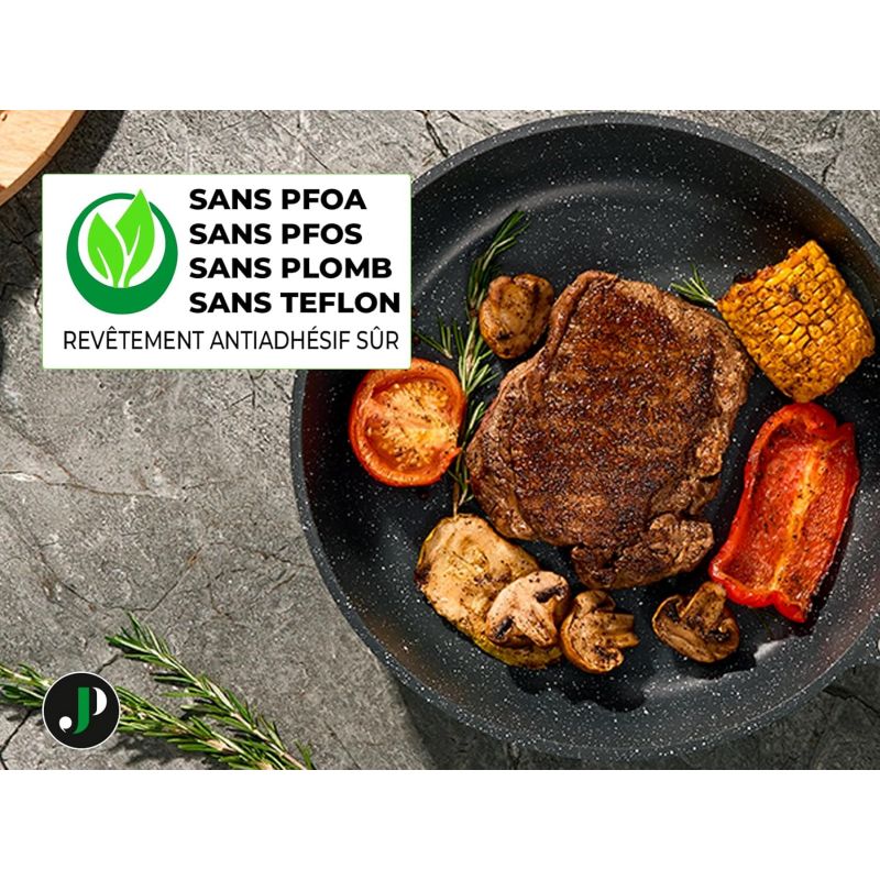 Batterie de cuisine 18 pièces avec poignées amovibles en Granit noir - Tous feux dont induction Just perfecto JL-997 Just Perfecto - Mathon - 6