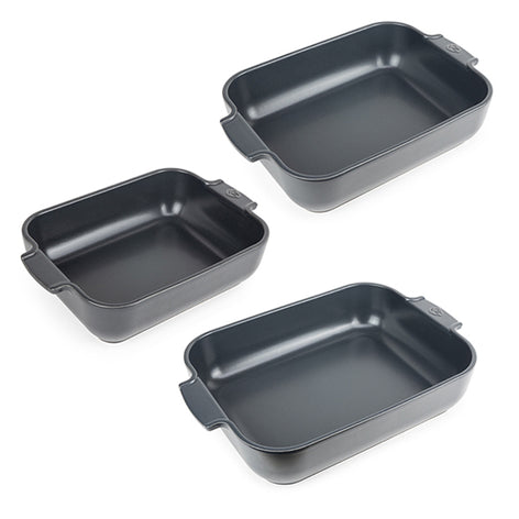 Lot de 3 plats à four céramique Appolia rectangulaires ardoise 25, 32 et 40 cm Peugeot - Mathon - 1