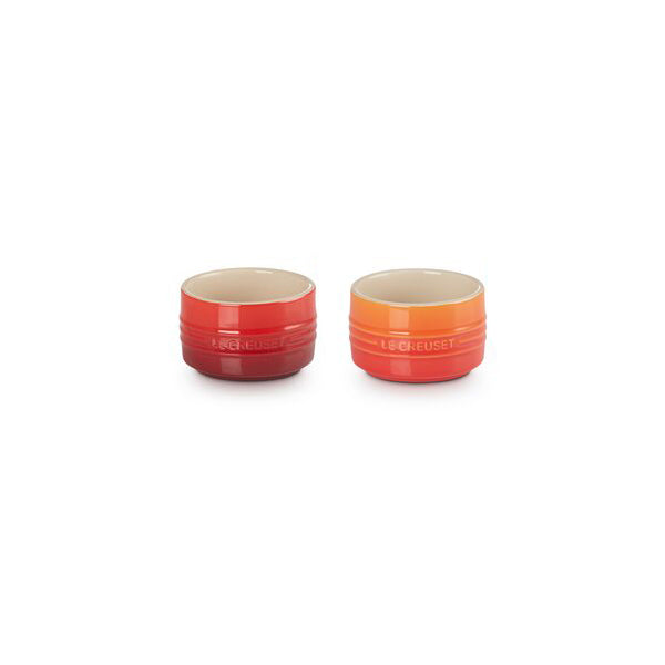 Set de 2 ramequins empilables 200 ml céramique cerise et volcanique Le Creuset - Mathon - 1