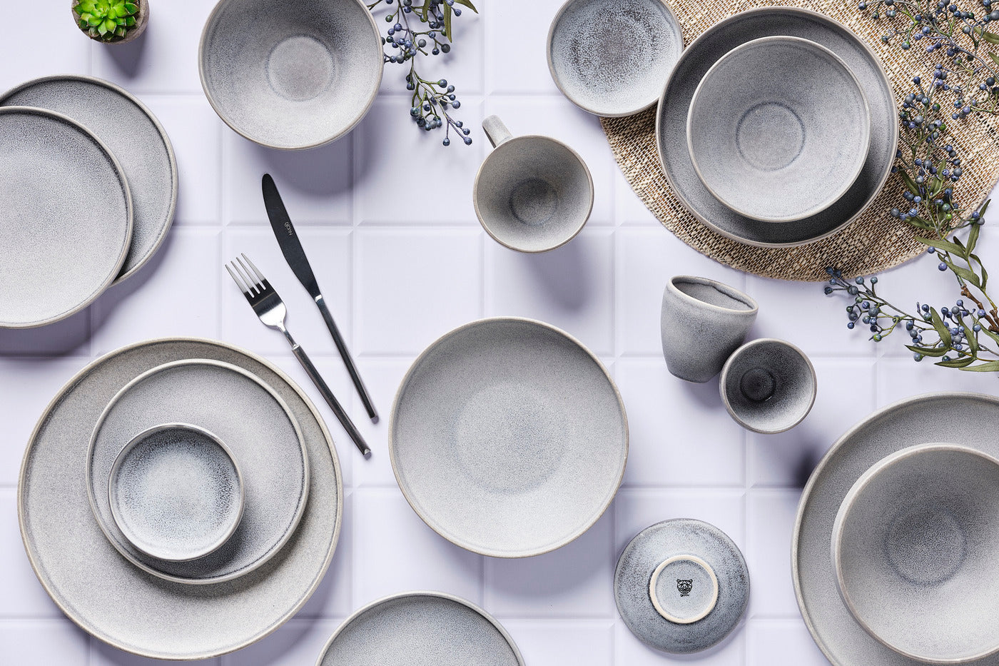 Assiette STONE Ø19cm - 6 pièces - Gris lune Björn - Mathon - 6