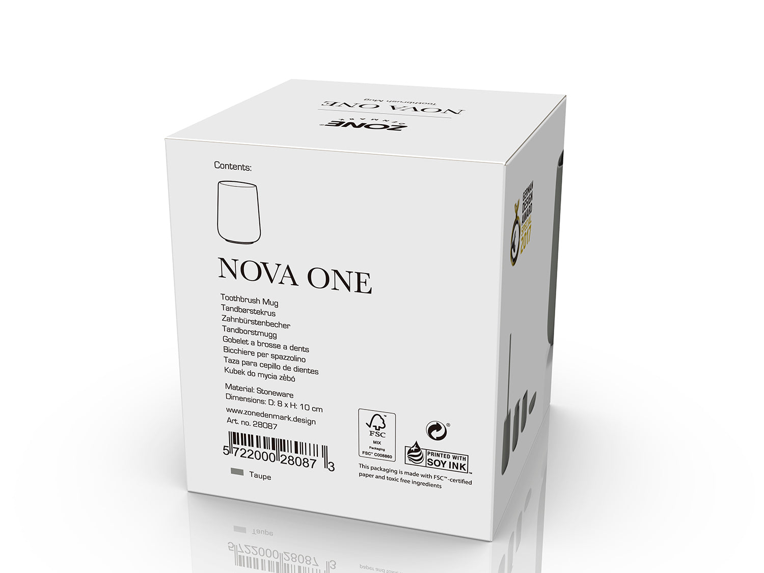Gobelet pour brosse à dents NOVA ONE en grès Taupe Zone Denmark - Mathon - 3