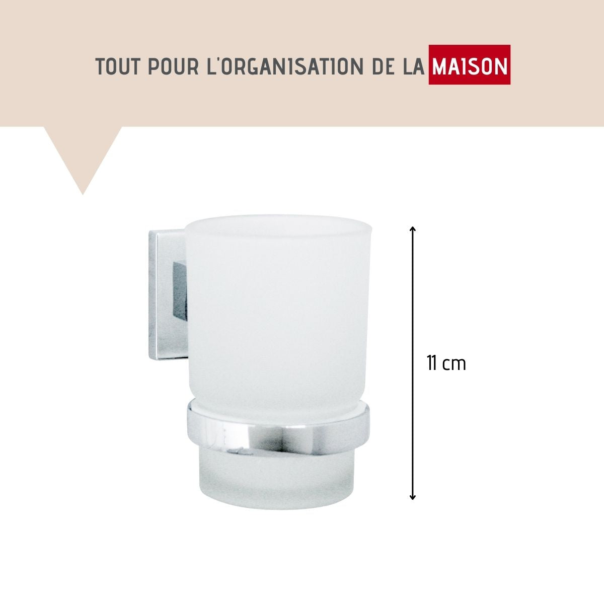 Porte brosse à dents mural gris chromé  Mare Fackelmann - Mathon - 3