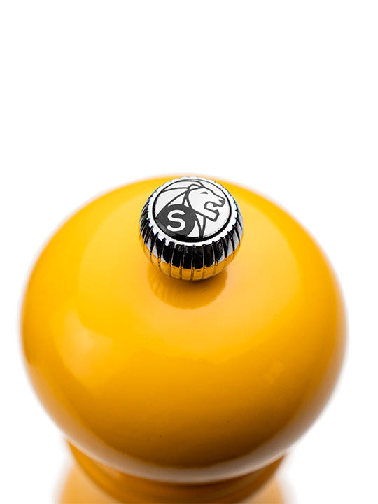 Paris Moulin à sel manuel en bois laqué, jaune safran, 18 cm - 7in. Peugeot - Mathon - 3