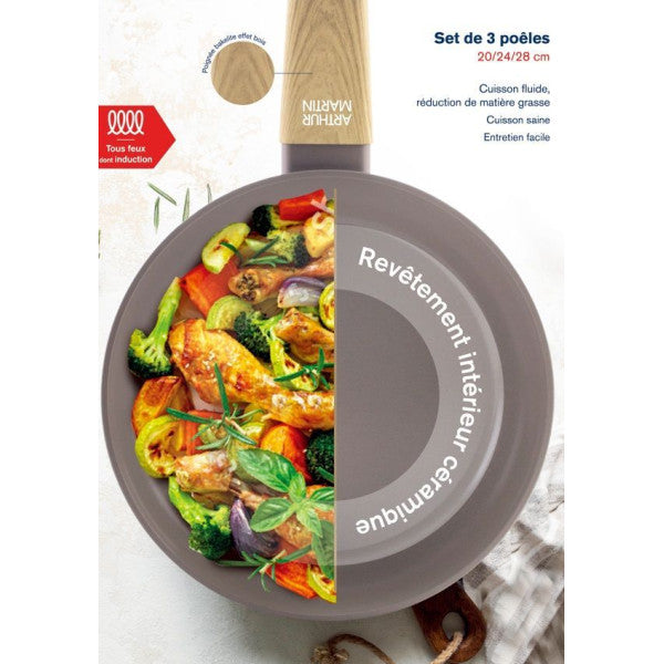 Set De 3 Poeles - Tous Feux Dont Induction - Arthur Martin - Am1052 - Arthur Martin - Mathon - 3