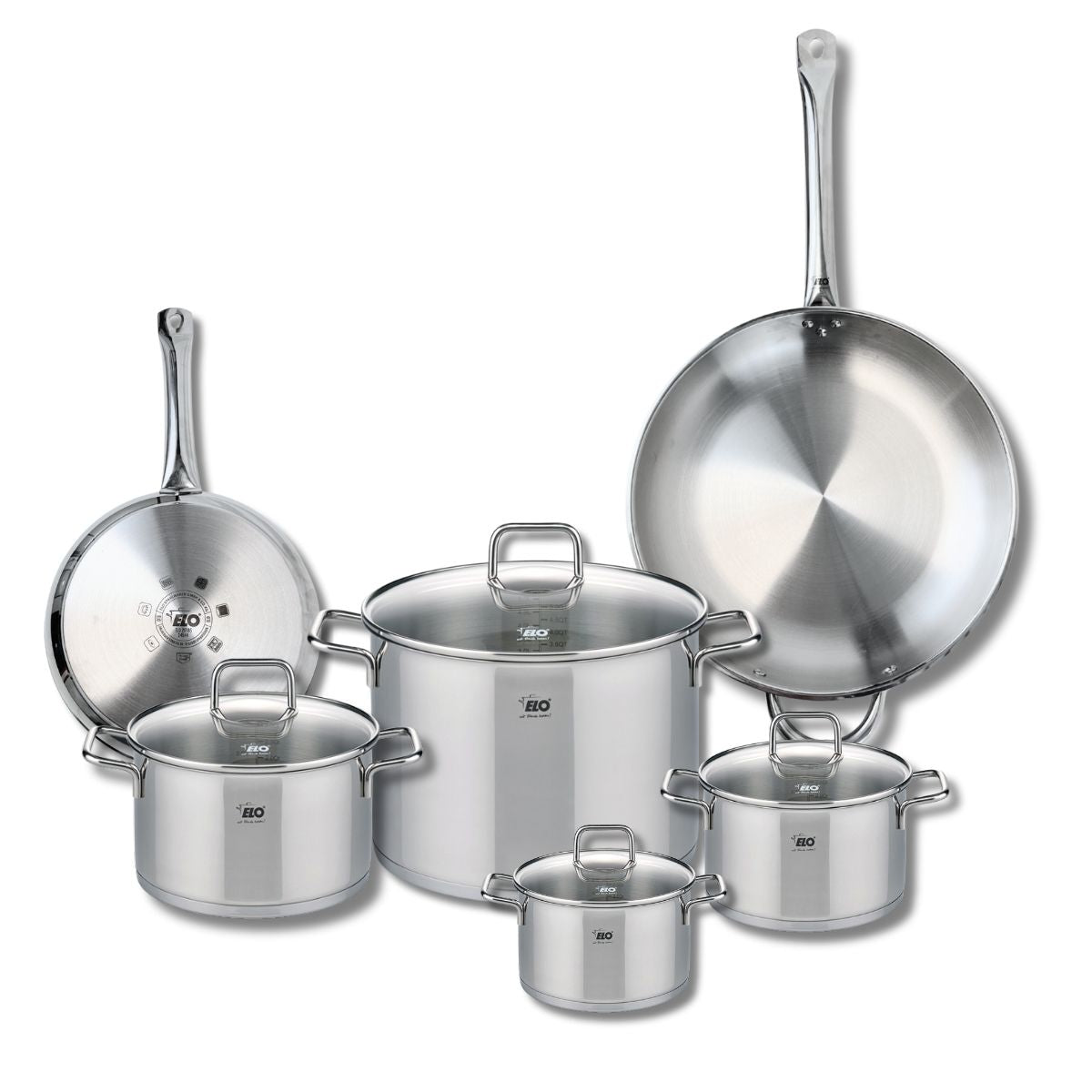 Ensemble de 2 Poêles de cuisson 24 et 32 cm et 4 faitouts 14, 16, 20 et 26 cm  Profi Citrin Elo - Mathon - 1