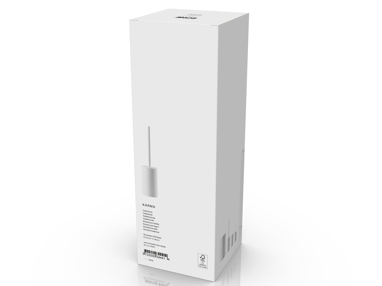 Brosse de toilette Karma en Grès/Acier 18/8 Blanc Zone Denmark - Mathon - 3